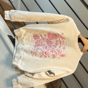 Victoria's Secret Cream Sweatshirt with Pink Aspen Design